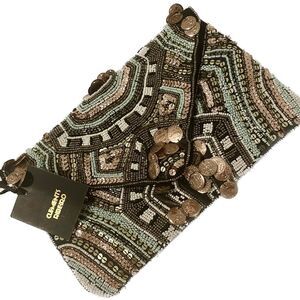 Clements Ribeiro All Over Beaded Clutch/ Crossbody Purse